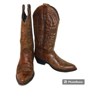 Acme Vintage Leather Cowboy Western Boots Size 9D Made In Mexico